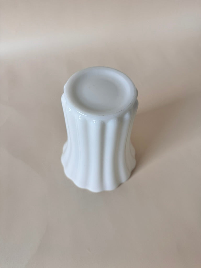 Vintage Translucent Fluted Milk Glass Vase