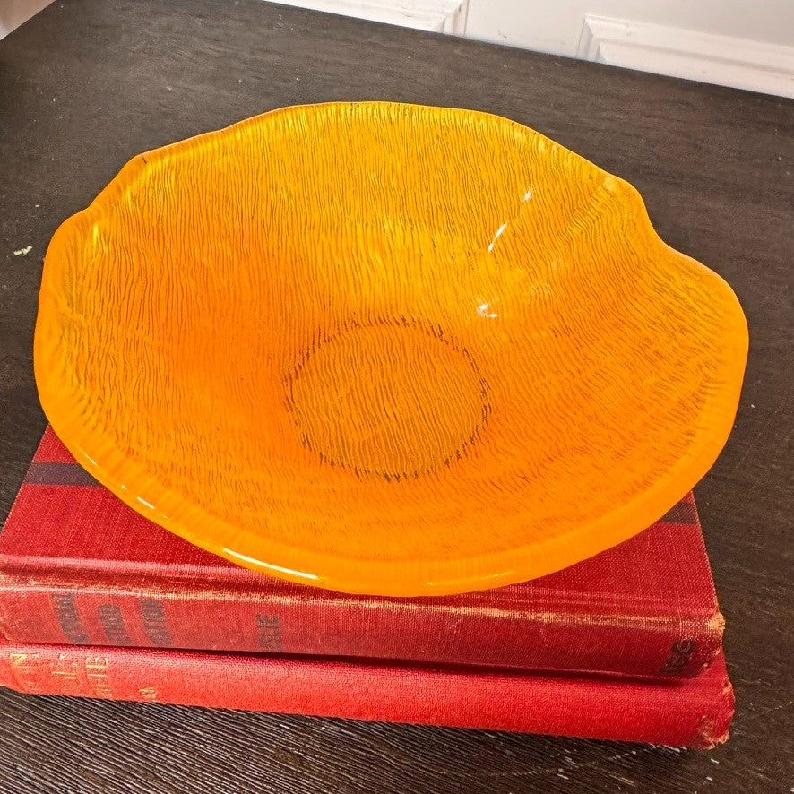 Vintage Orange IVV Textured Murano Art Glass Bowl – Italy, MCM