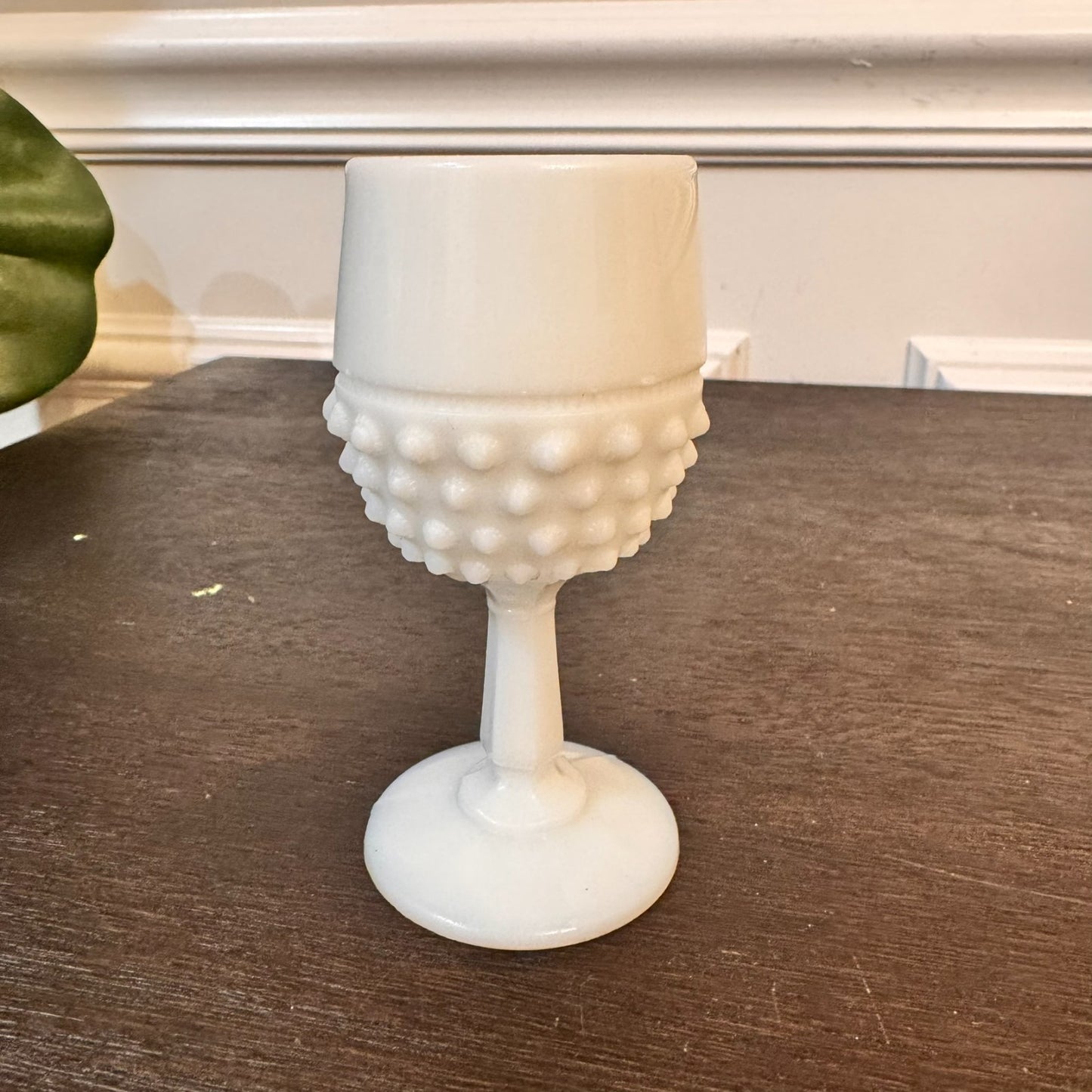 Vintage Fenton Hobnail Milk Glass Goblet – 4" Tall, White Pedestal Vase
