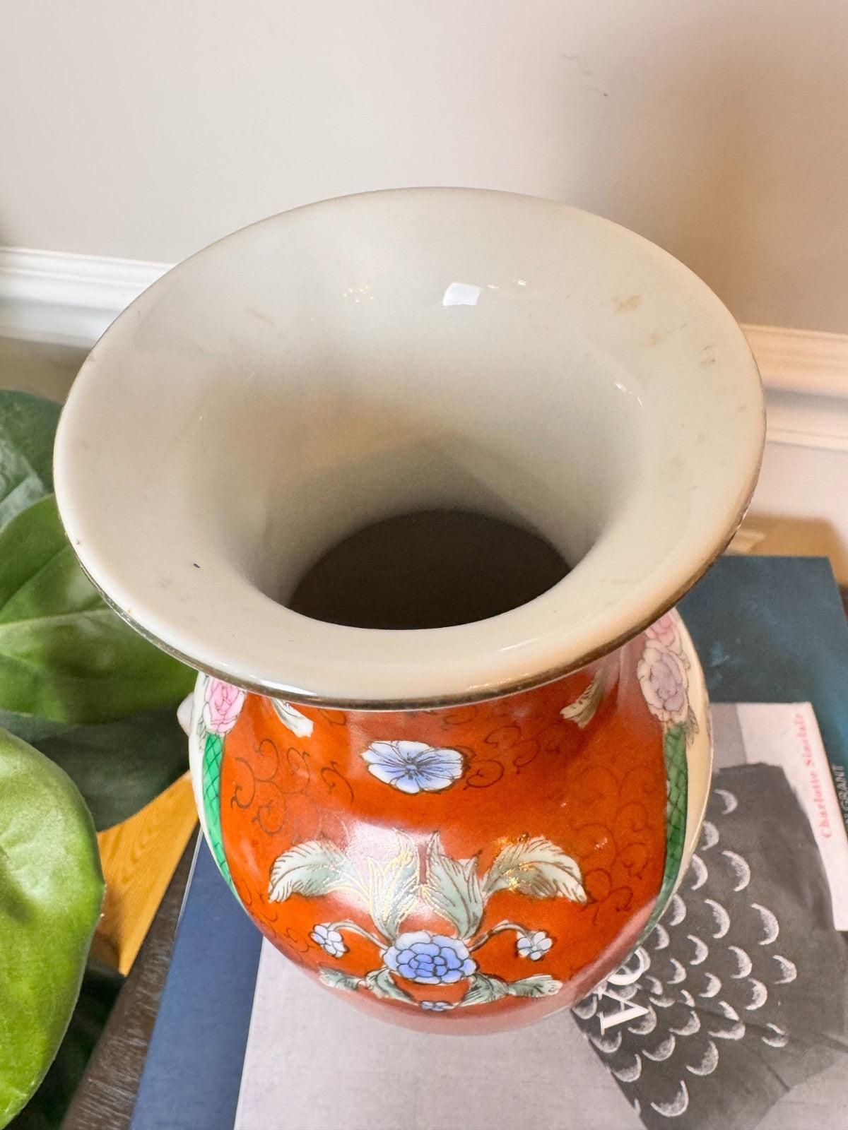 Mid-20th Century Asian Porcelain Vase – Hand-Painted Floral & Panel Design