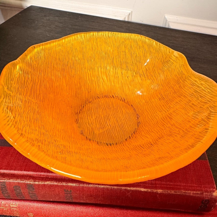 Vintage Orange IVV Textured Murano Art Glass Bowl – Italy, MCM