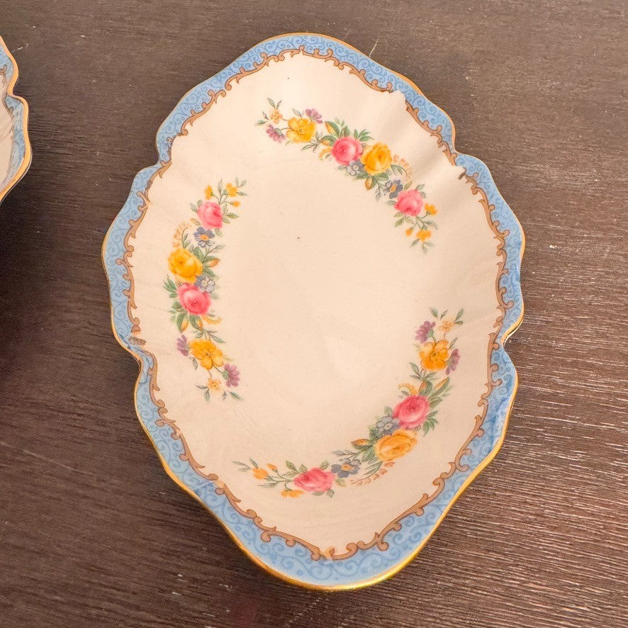 Vintage Crown Staffordshire Bone China Trinket Trays – Set of 2, Made in England