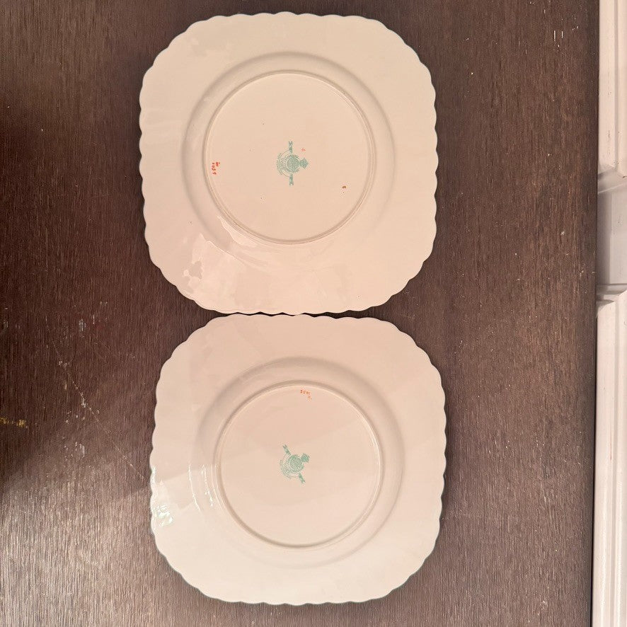 Set of 2 Minton York Square Plates England Bone China Floral 8.5” Luncheon