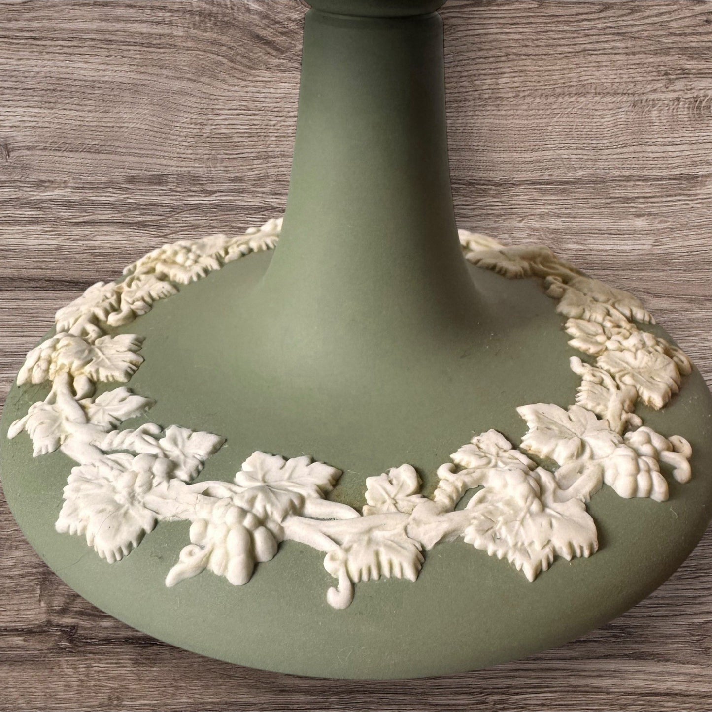 Wedgwood Sage Green Jasperware Pedestal Compote Made In England 1955