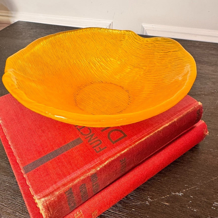 Vintage Orange IVV Textured Murano Art Glass Bowl – Italy, MCM