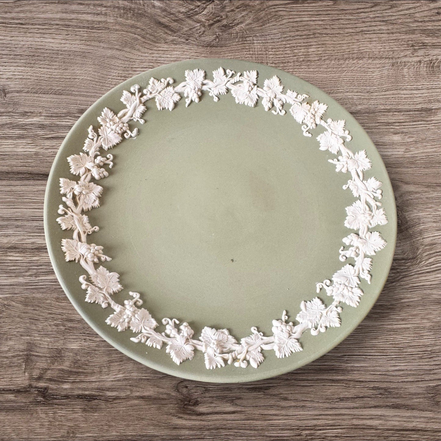 Wedgwood Sage Green Jasperware Pedestal Compote Made In England 1955