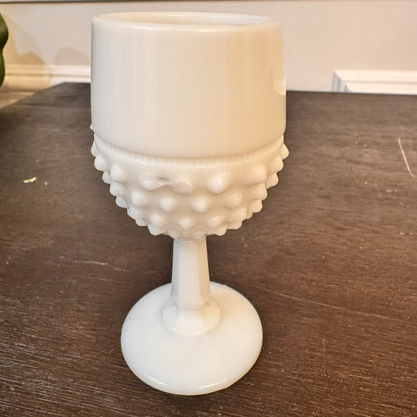 Vintage Fenton Hobnail Milk Glass Goblet – 4" Tall, White Pedestal Vase