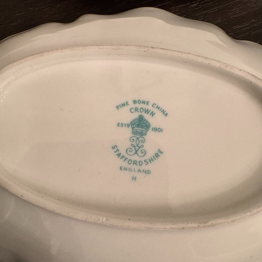 Vintage Crown Staffordshire Bone China Trinket Trays – Set of 2, Made in England