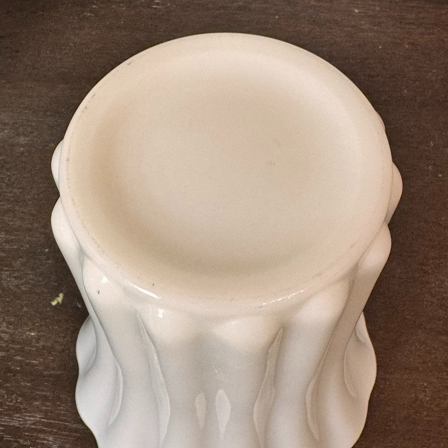 Vintage Translucent Fluted Milk Glass Vase – Scalloped Rim – 7.25” Tall