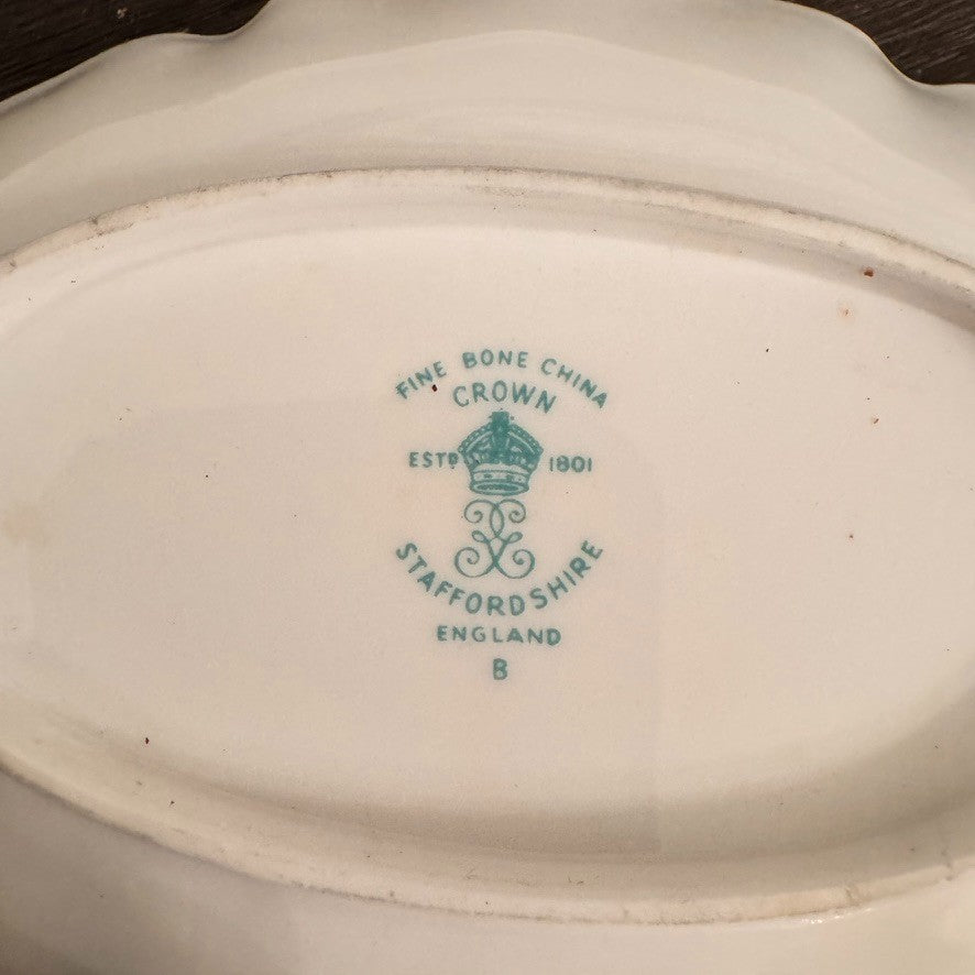 Vintage Crown Staffordshire Bone China Trinket Trays – Set of 2, Made in England