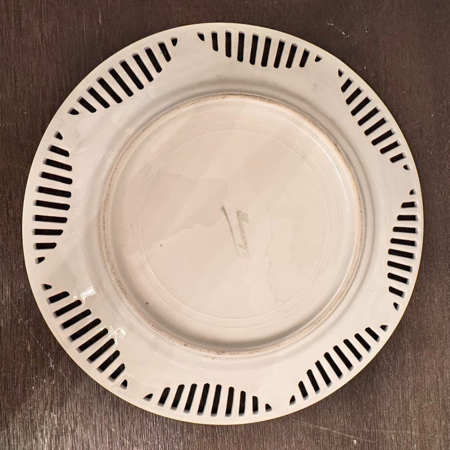 Antique German Reticulated Porcelain Plate – Floral Design – 10.25” Diameter