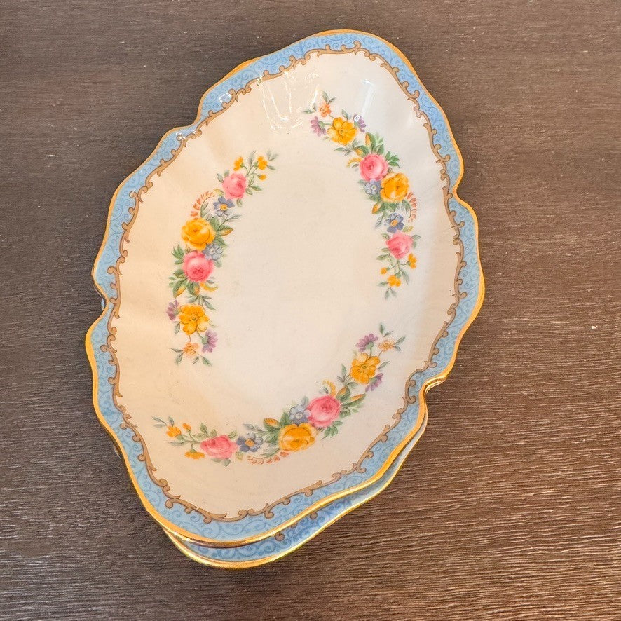 Vintage Crown Staffordshire Bone China Trinket Trays – Set of 2, Made in England