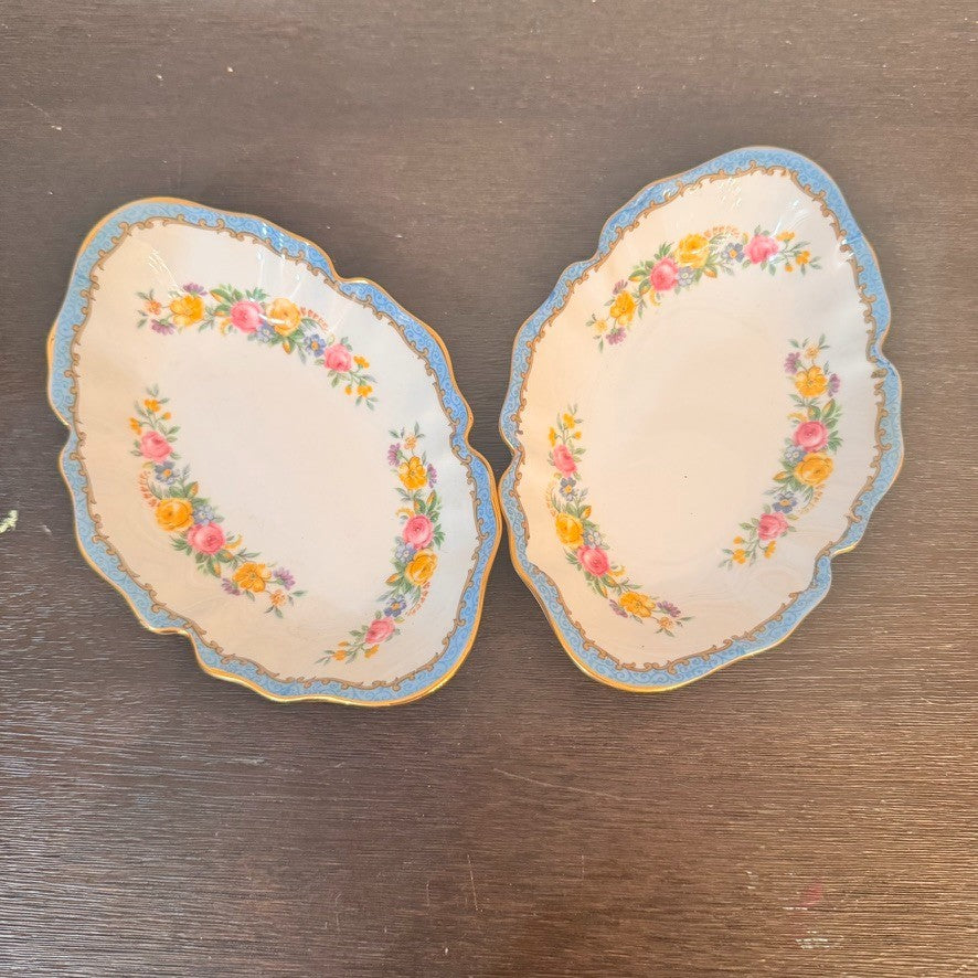 Vintage Crown Staffordshire Bone China Trinket Trays – Set of 2, Made in England
