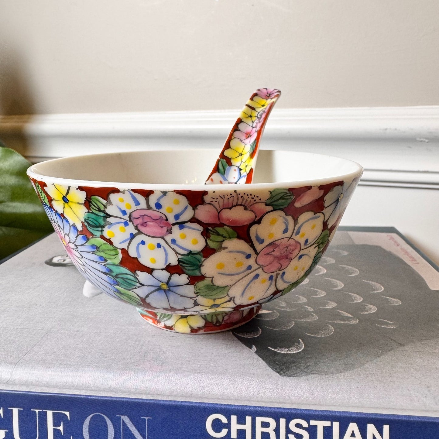 Vintage Chinese “Thousand Flowers” Porcelain Bowl & Matching Spoon – Mille Fleur