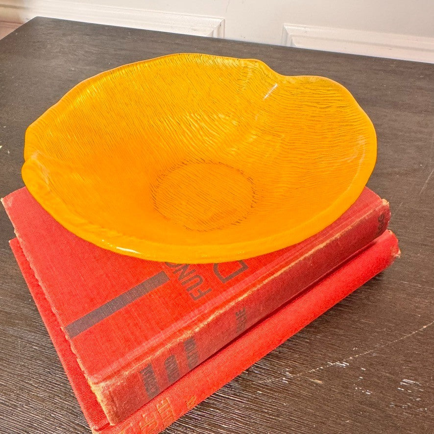 Vintage Orange IVV Textured Murano Art Glass Bowl – Italy, MCM