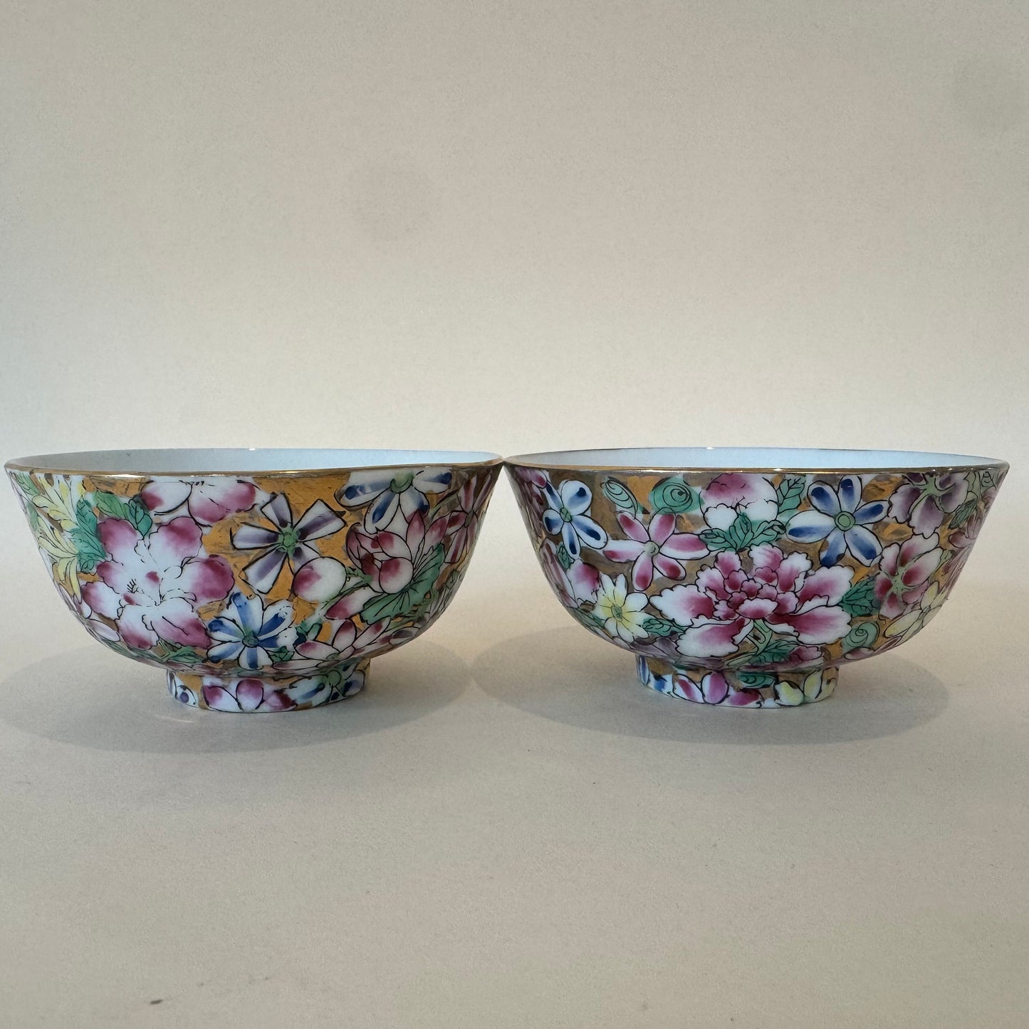 Set of 2 Vintage ACF Mille Fleurs Bowls – Thousand Flowers Porcelain, Hong Kong