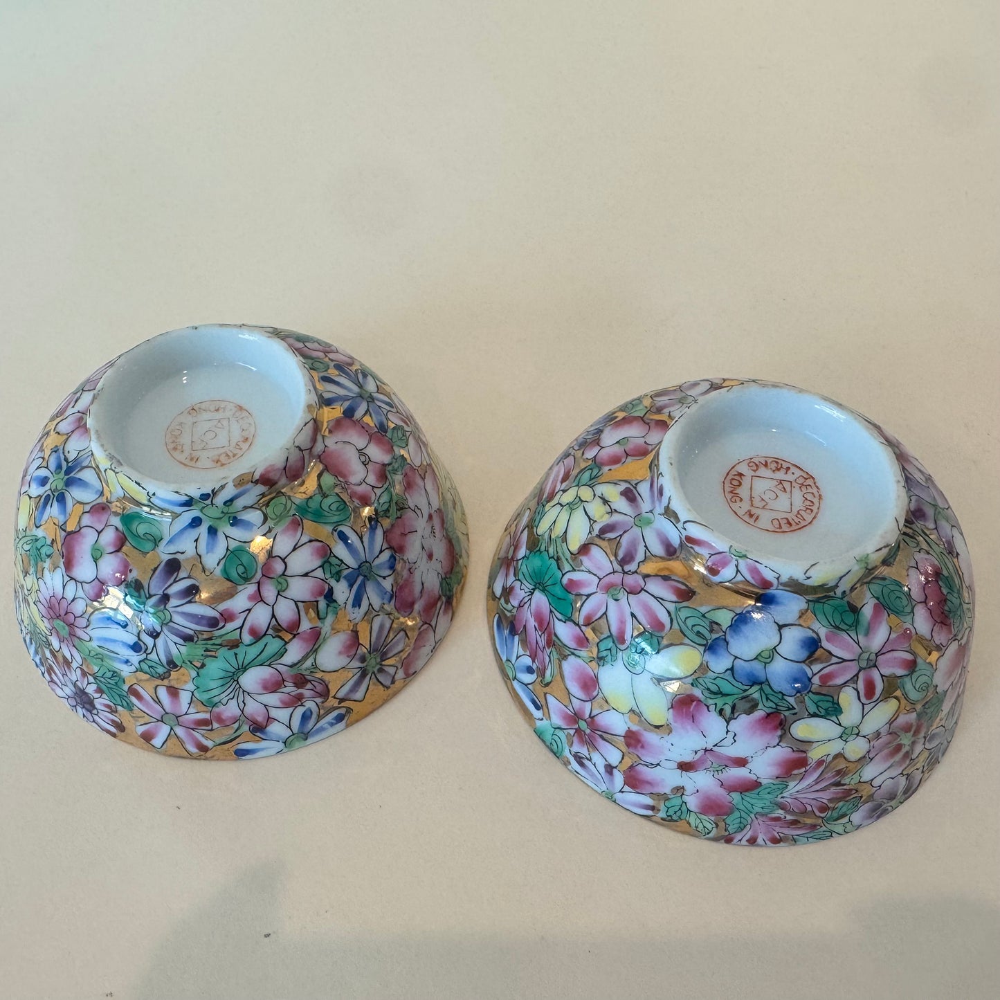 Set of 2 Vintage ACF Mille Fleurs Bowls – Thousand Flowers Porcelain, Hong Kong