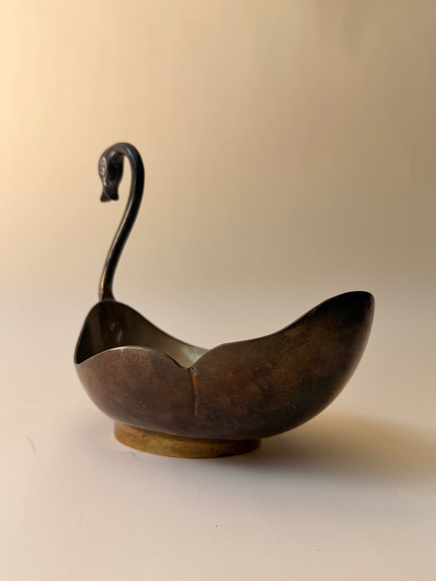 Vintage Brass Swan Dish