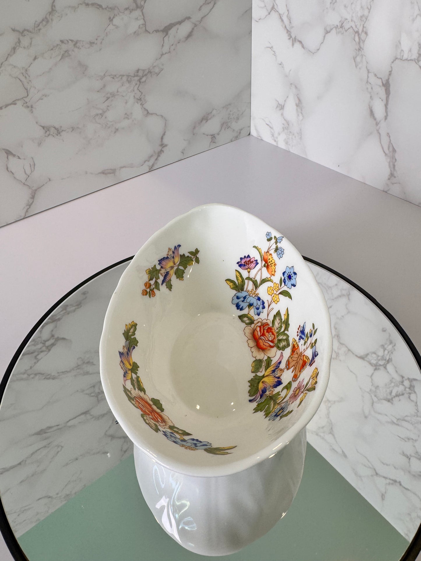 Vintage Aynsley Cottage Garden Egg‑Shaped Trinket Dish Base Only – Lid Missing