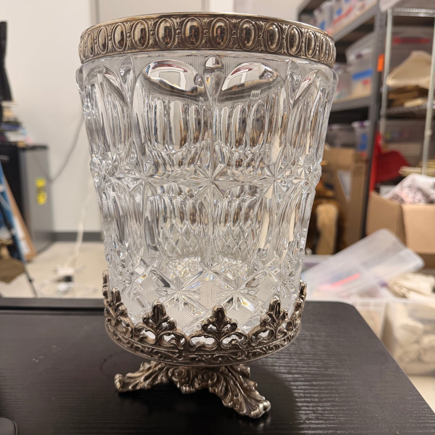 William Adams Cut Crystal Champagne Ice Bucket w/ Stand