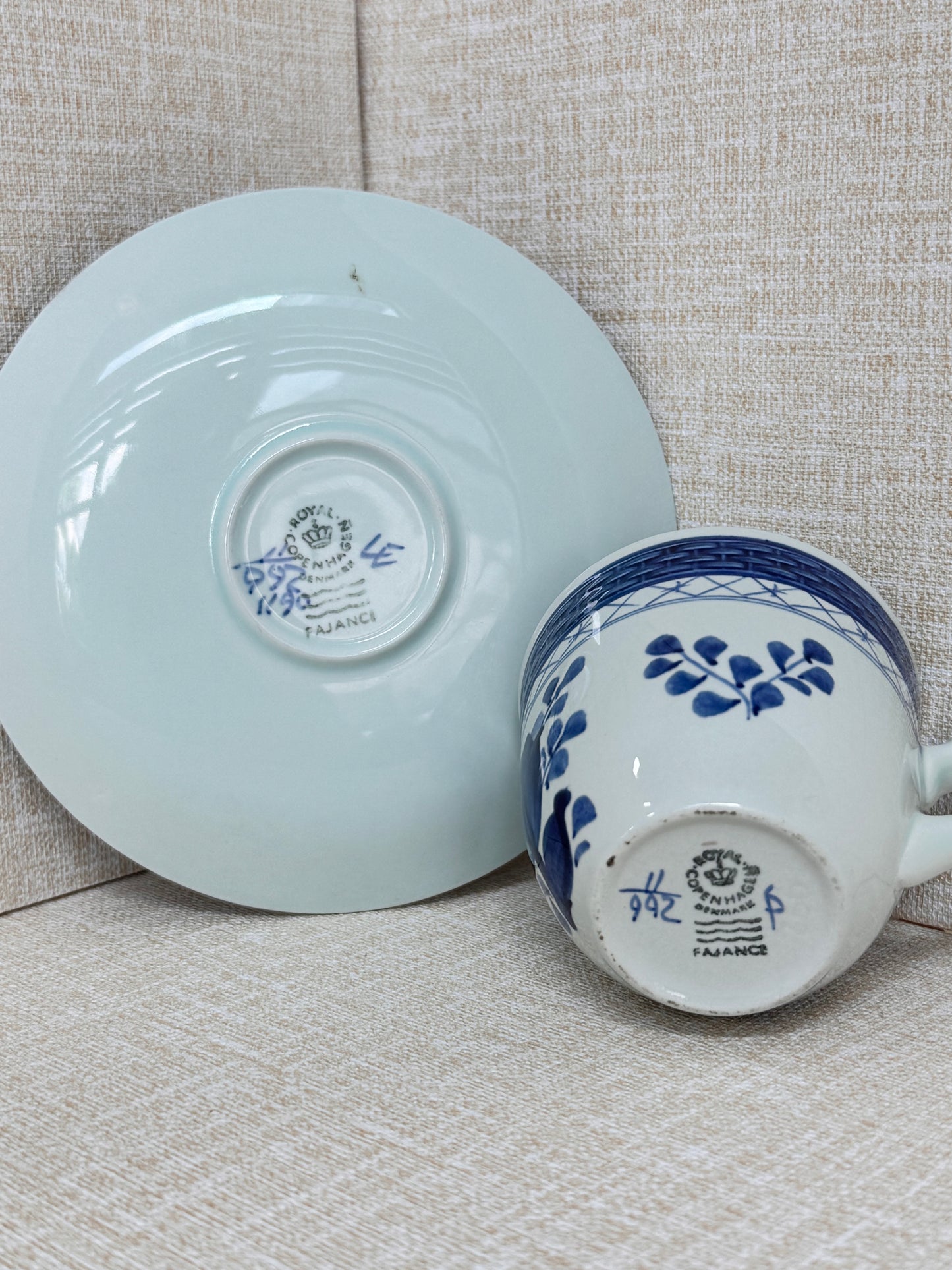 Royal Copenhagen Tranquebar Cup (1936) with Saucer (1980s) – Blue & White Danish Porcelain