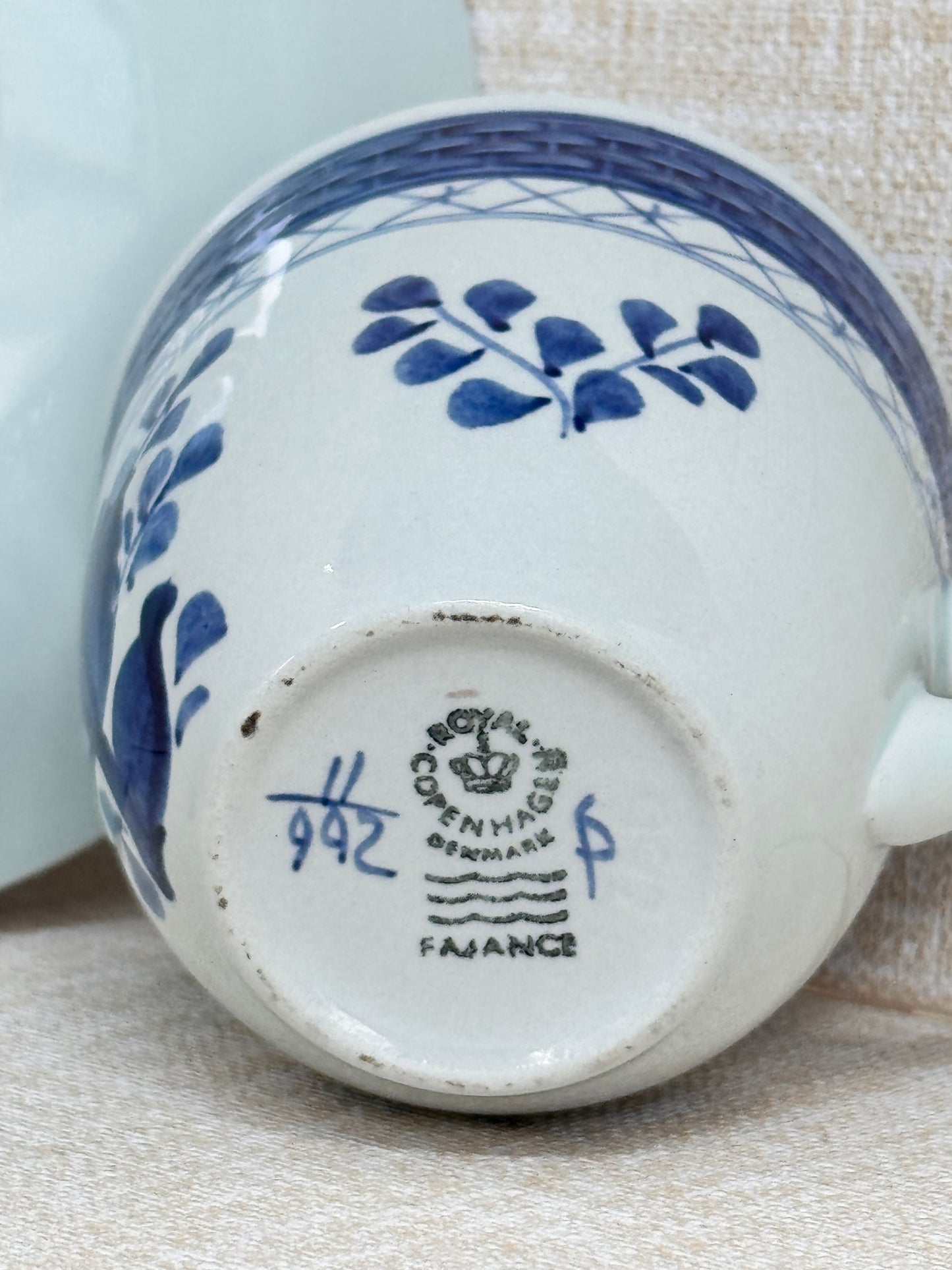 Royal Copenhagen Tranquebar Cup (1936) with Saucer (1980s) – Blue & White Danish Porcelain