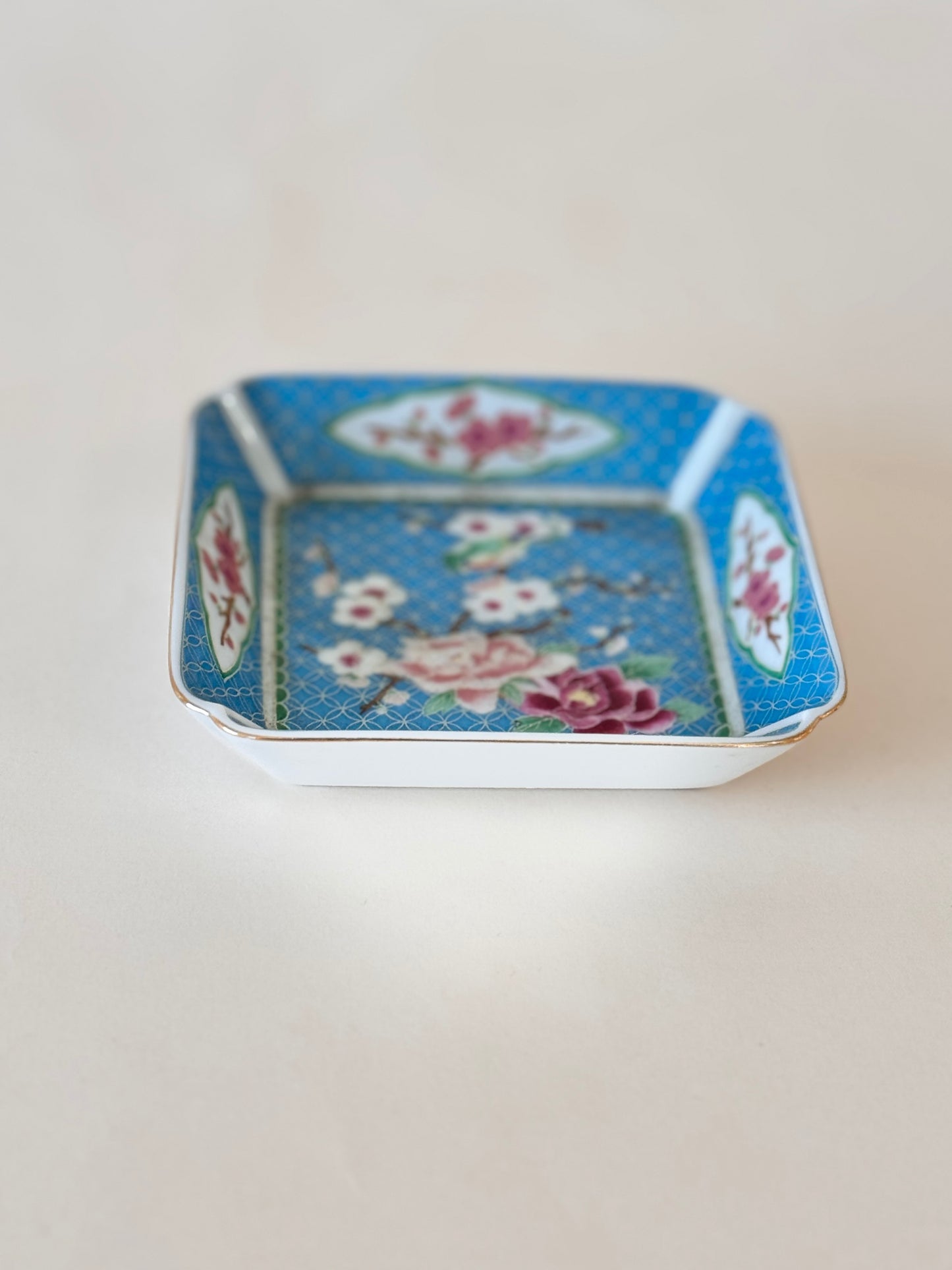 Vintage Takahashi Cloisonné-Style Floral Trinket Dish