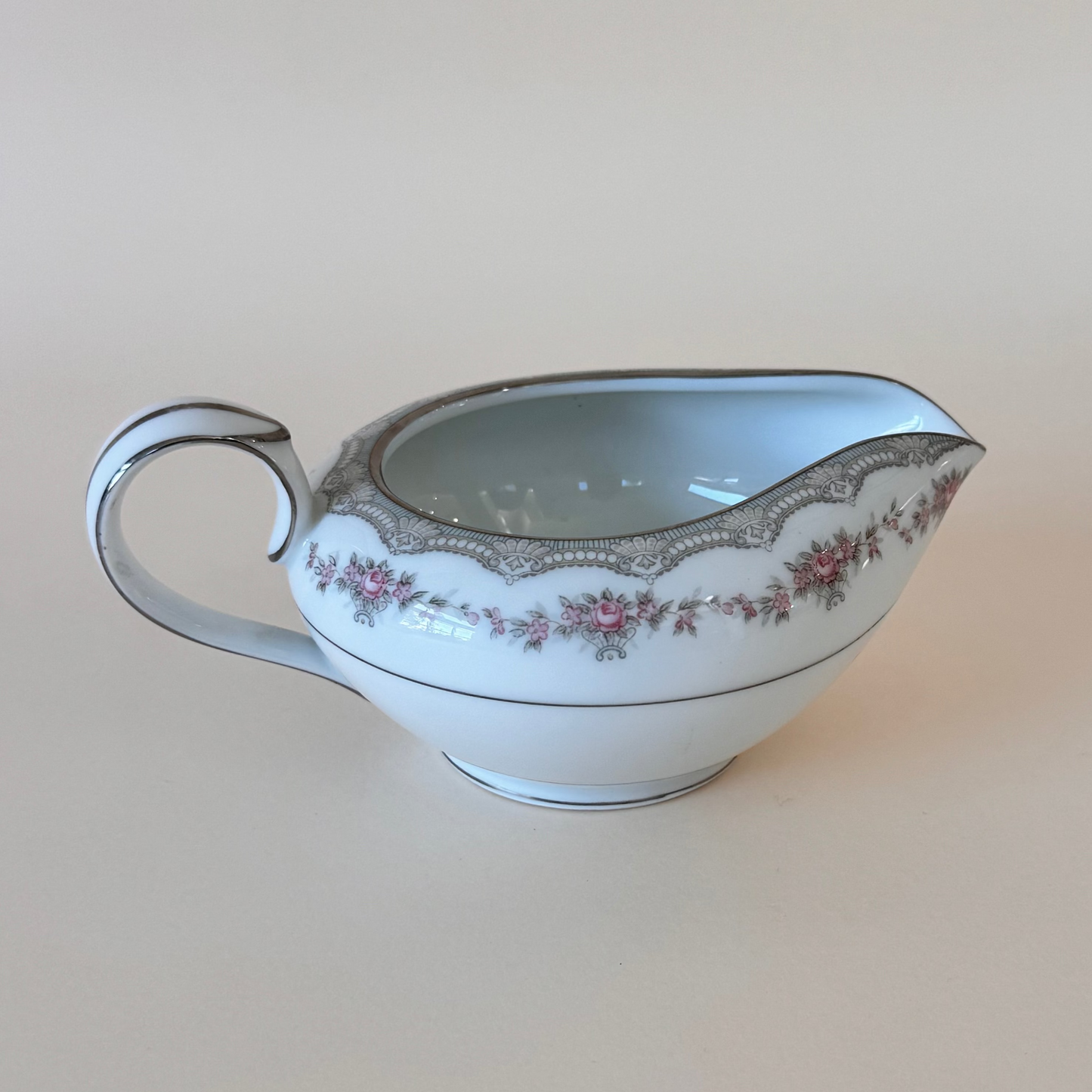 Noritake Glenwood Creamer – Floral & Silver Trim, Pattern 5772