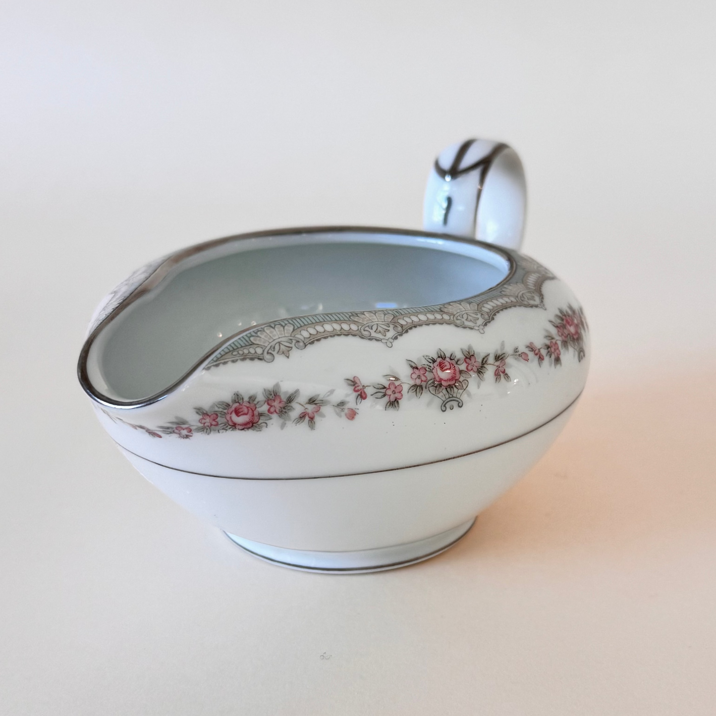 Noritake Glenwood Creamer – Floral & Silver Trim, Pattern 5772
