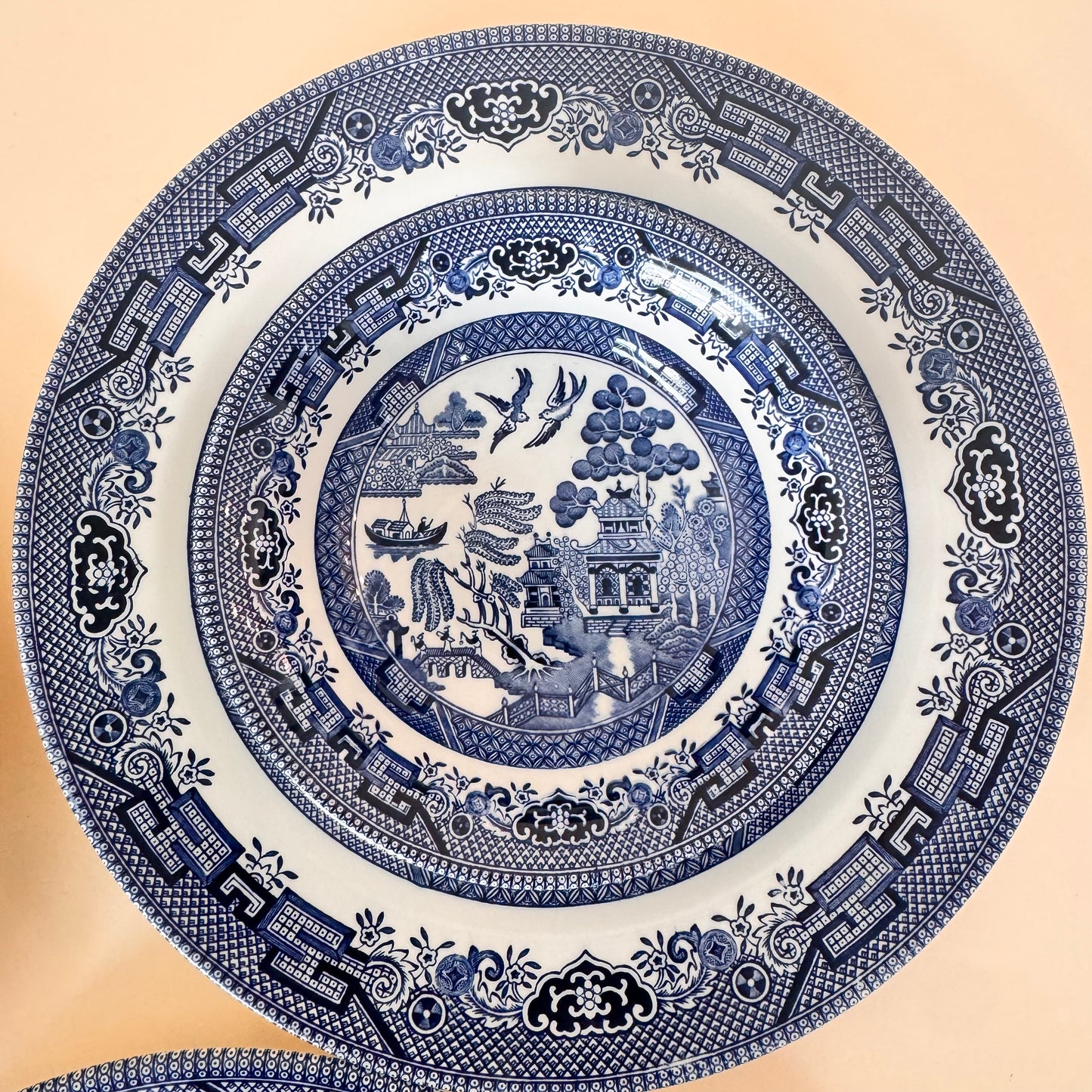 Vintage Blue Willow Dinner Plates & Soup Bowls