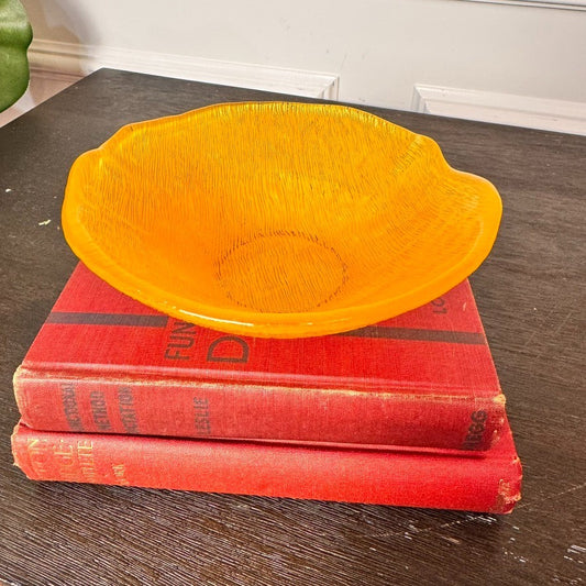 Vintage Orange IVV Textured Murano Art Glass Bowl – Italy, MCM