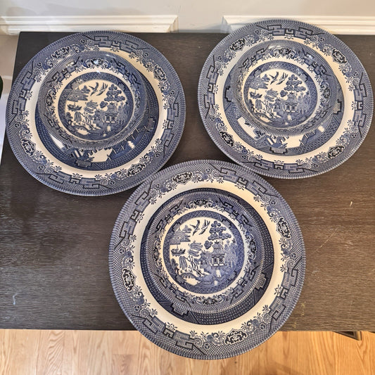 Vintage Blue Willow Plates – Set of 3 Dinner Plates & 3 Soup Bowls, 6 Pc Total