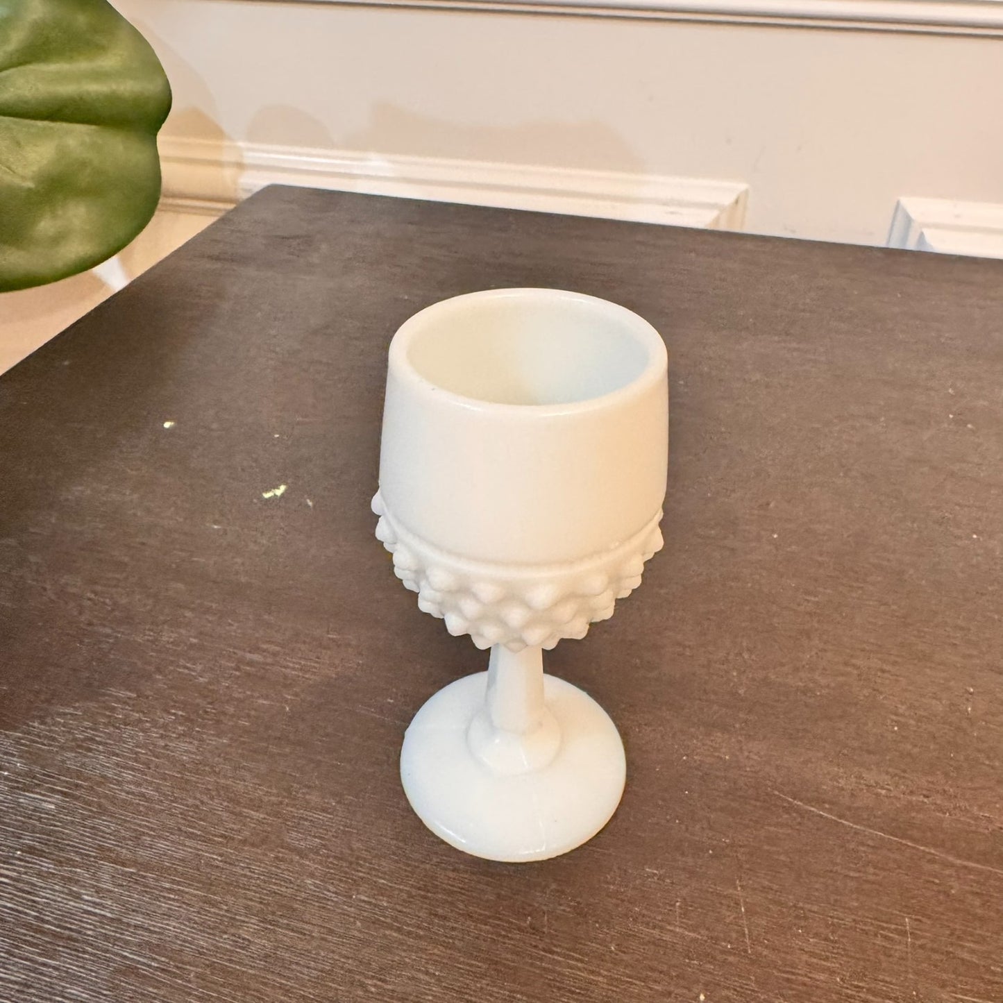 Vintage Fenton Hobnail Milk Glass Goblet – 4" Tall, White Pedestal Vase