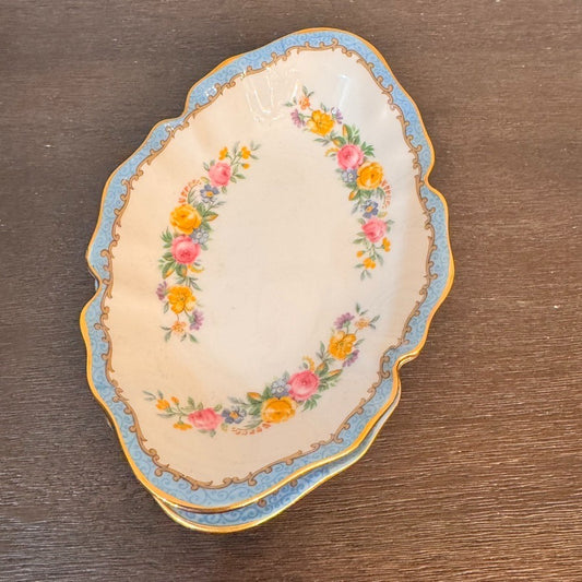 Vintage Crown Staffordshire Bone China Trinket Trays – Set of 2, Made in England