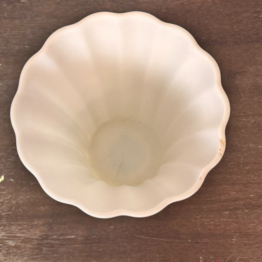 Vintage Translucent Fluted Milk Glass Vase – Scalloped Rim – 7.25” Tall