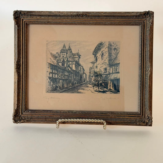Antique Signed Etching