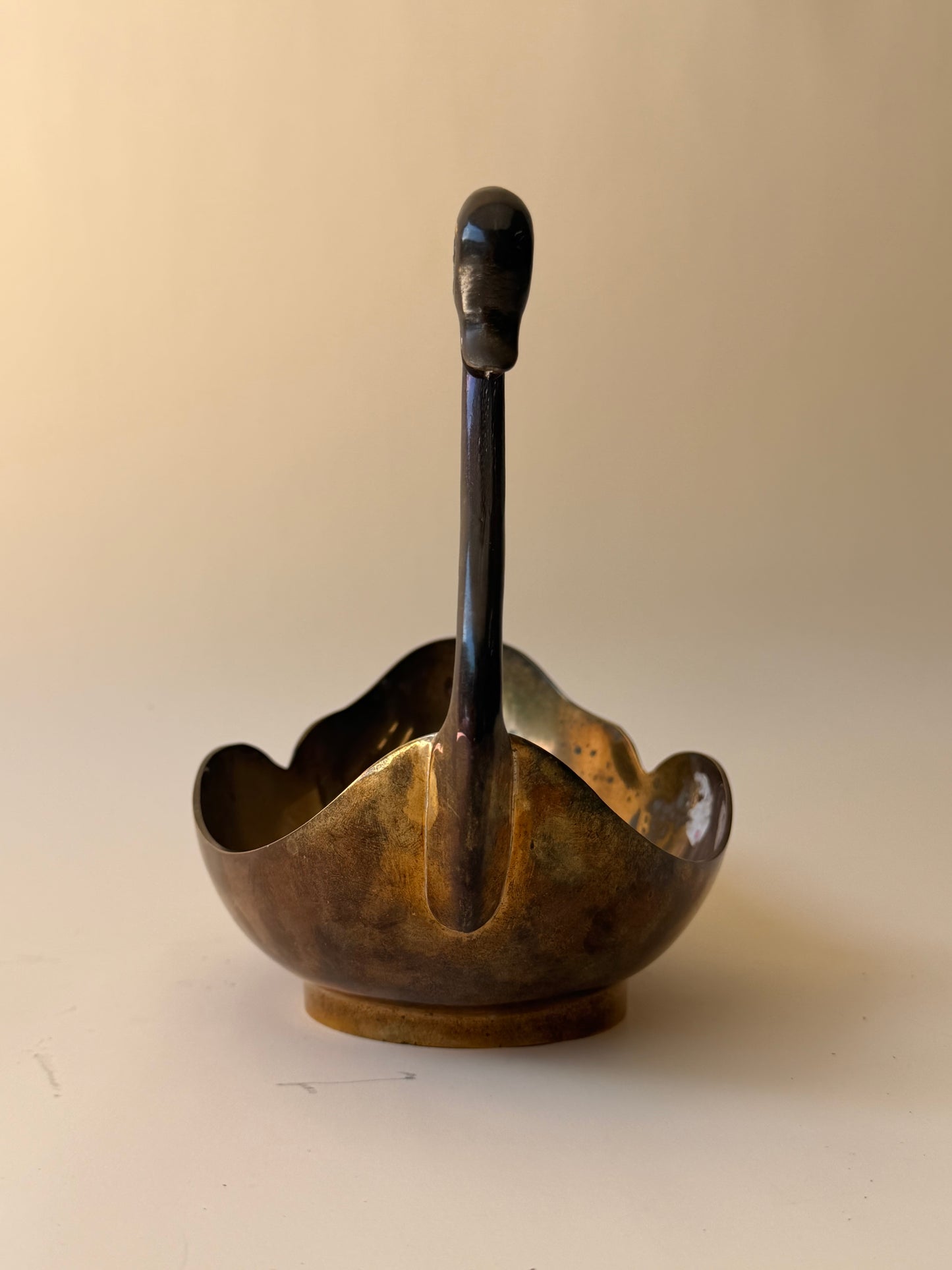 Vintage Brass Swan Dish