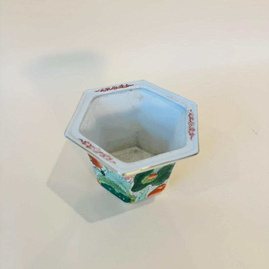 Vintage Lotus Porcelain Planter