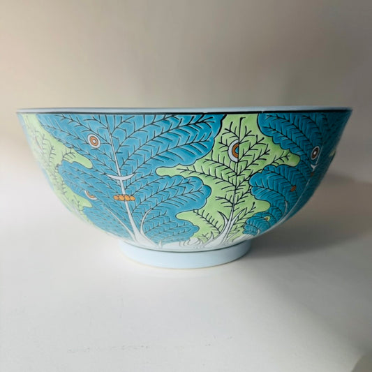 Blue & Green Bok Choy Leaf Porcelain Decorative Bowl