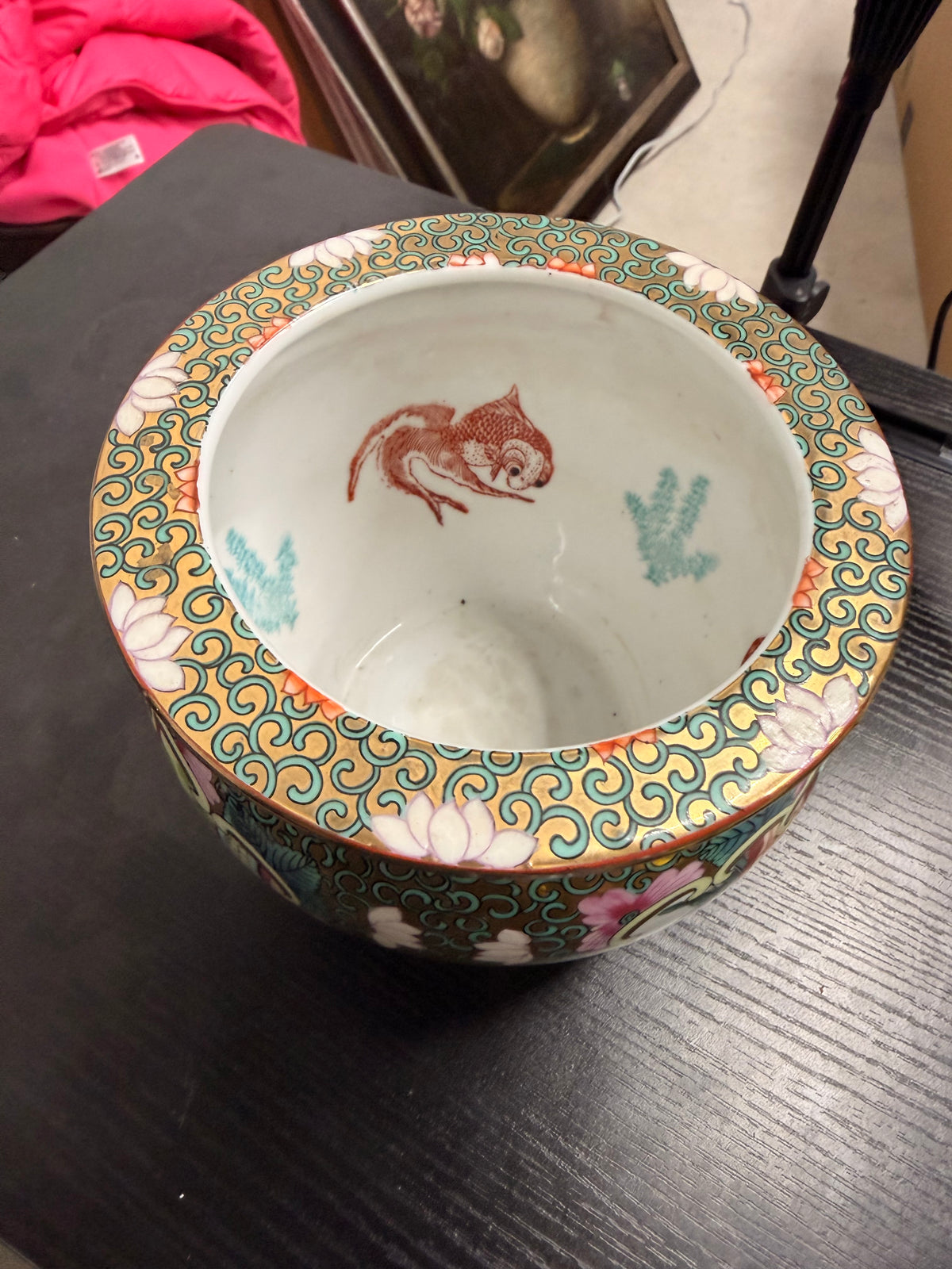 Rose Medallion Porcelain Fishbowl Planter