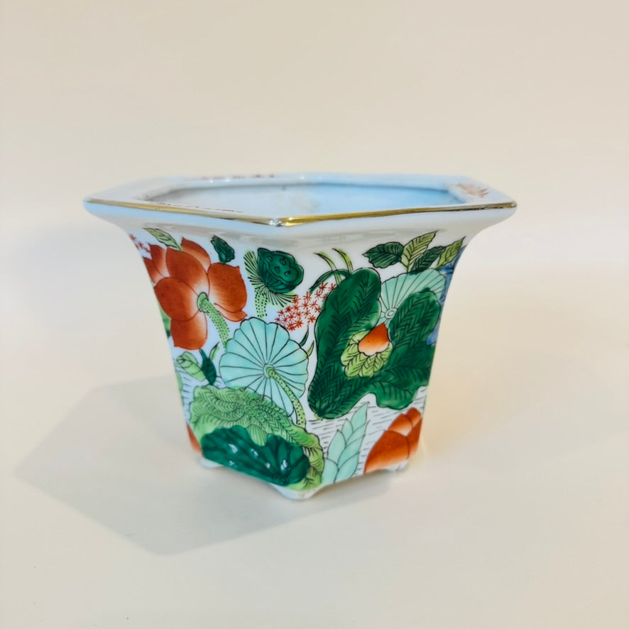 Vintage Lotus Porcelain Planter