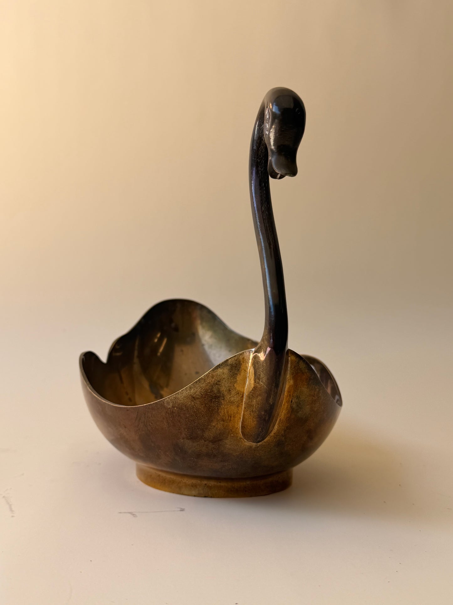 Vintage Brass Swan Dish