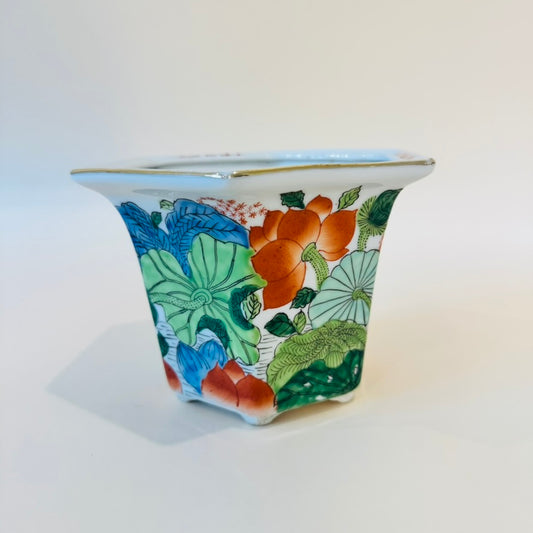 Vintage Lotus Porcelain Planter
