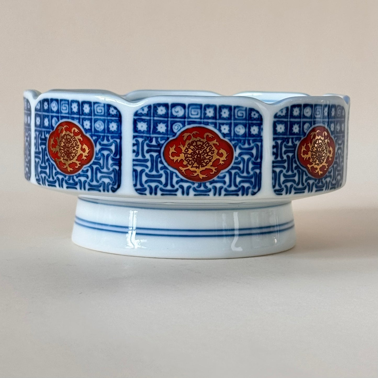 Chinese Imari-Style Footed Porcelain Bowl