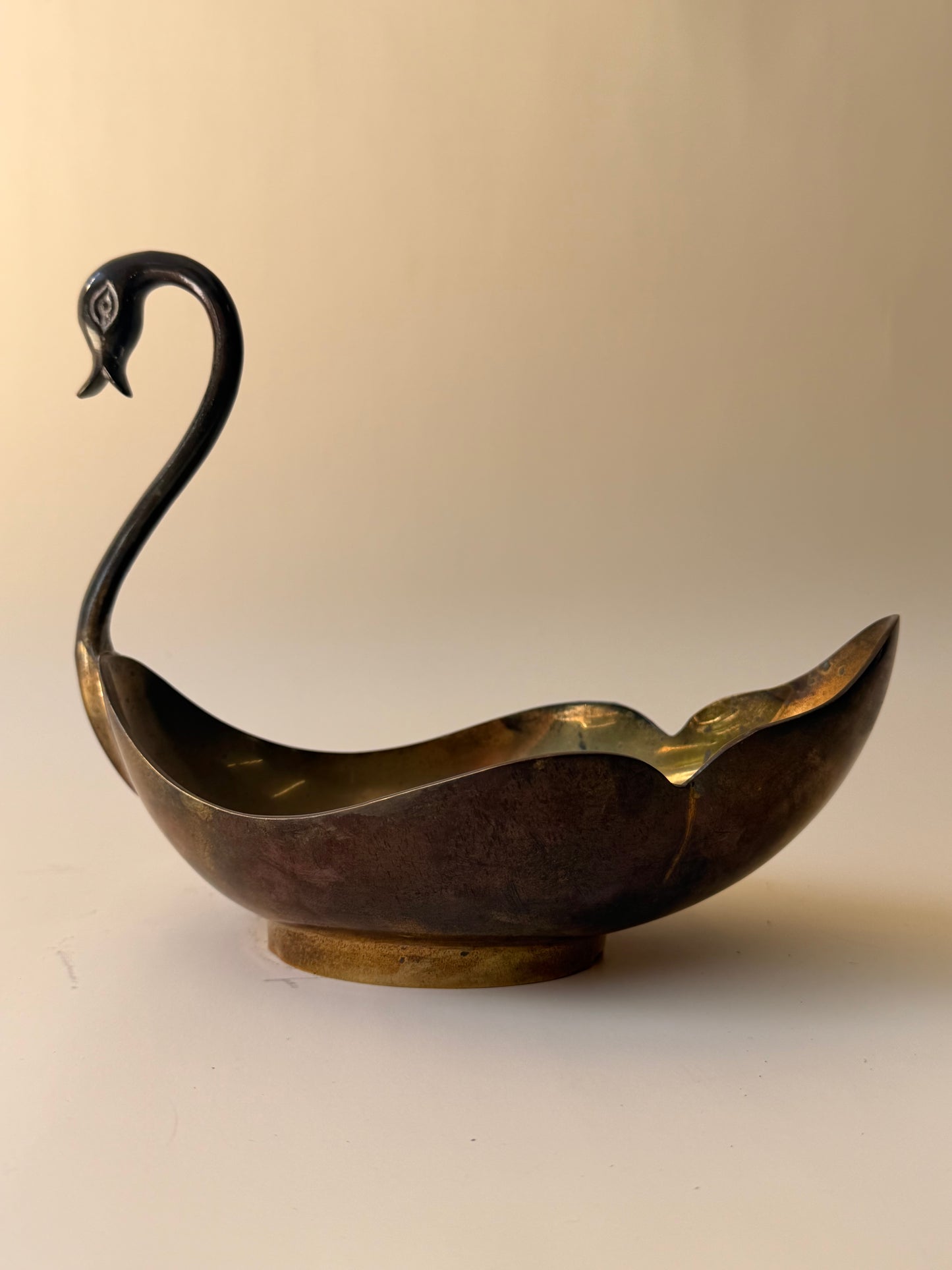 Vintage Brass Swan Dish