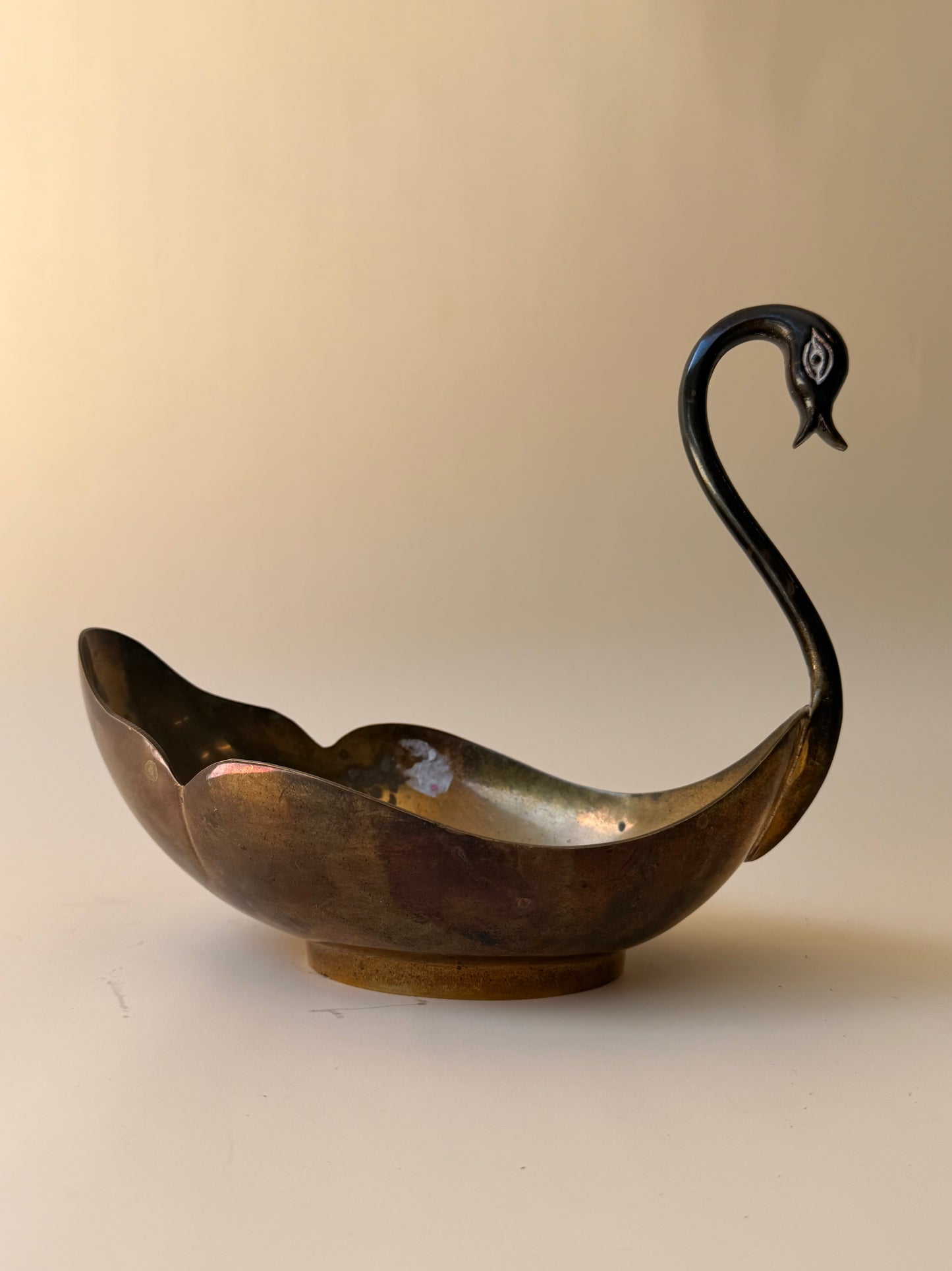 Vintage Brass Swan Dish