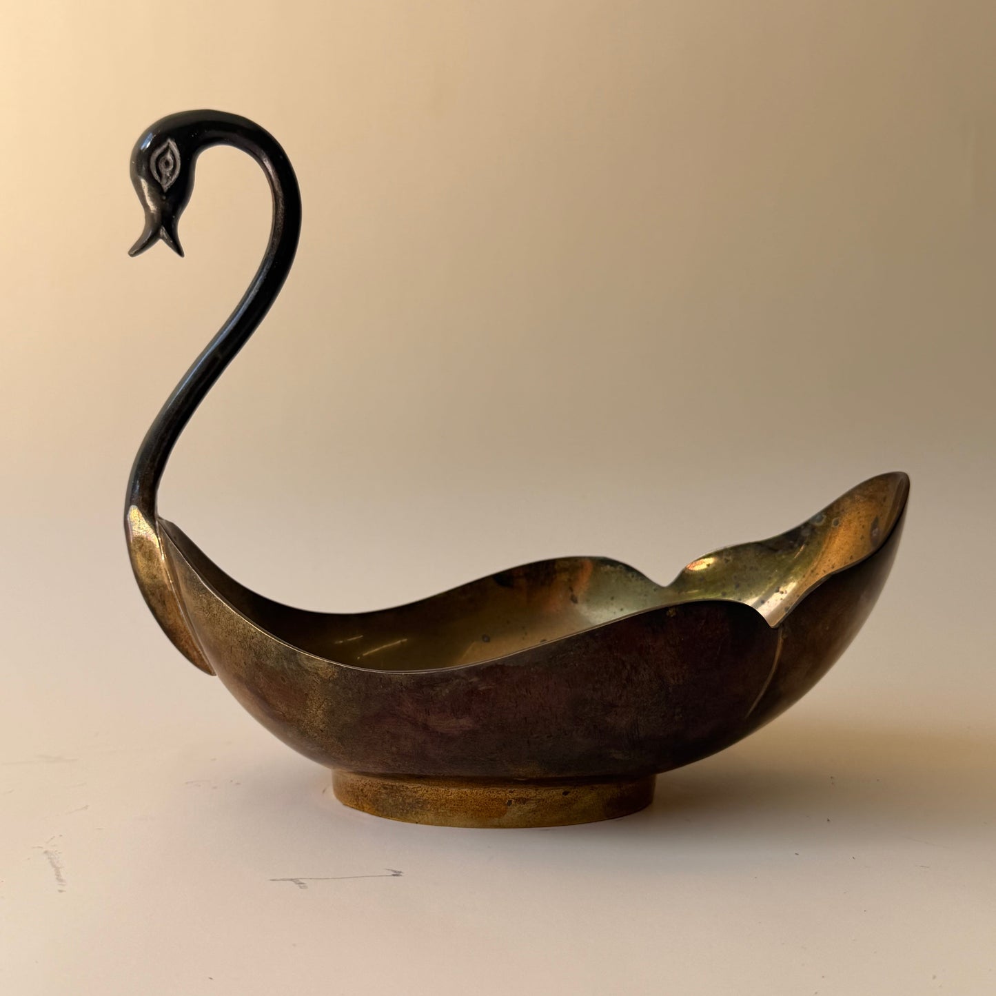 Vintage Brass Swan Dish
