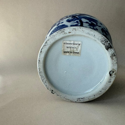 Blue & White Decorative Ginger Jar-Style Vase