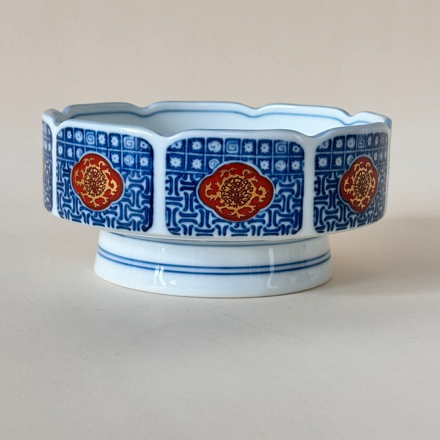 Chinese Imari-Style Footed Porcelain Bowl