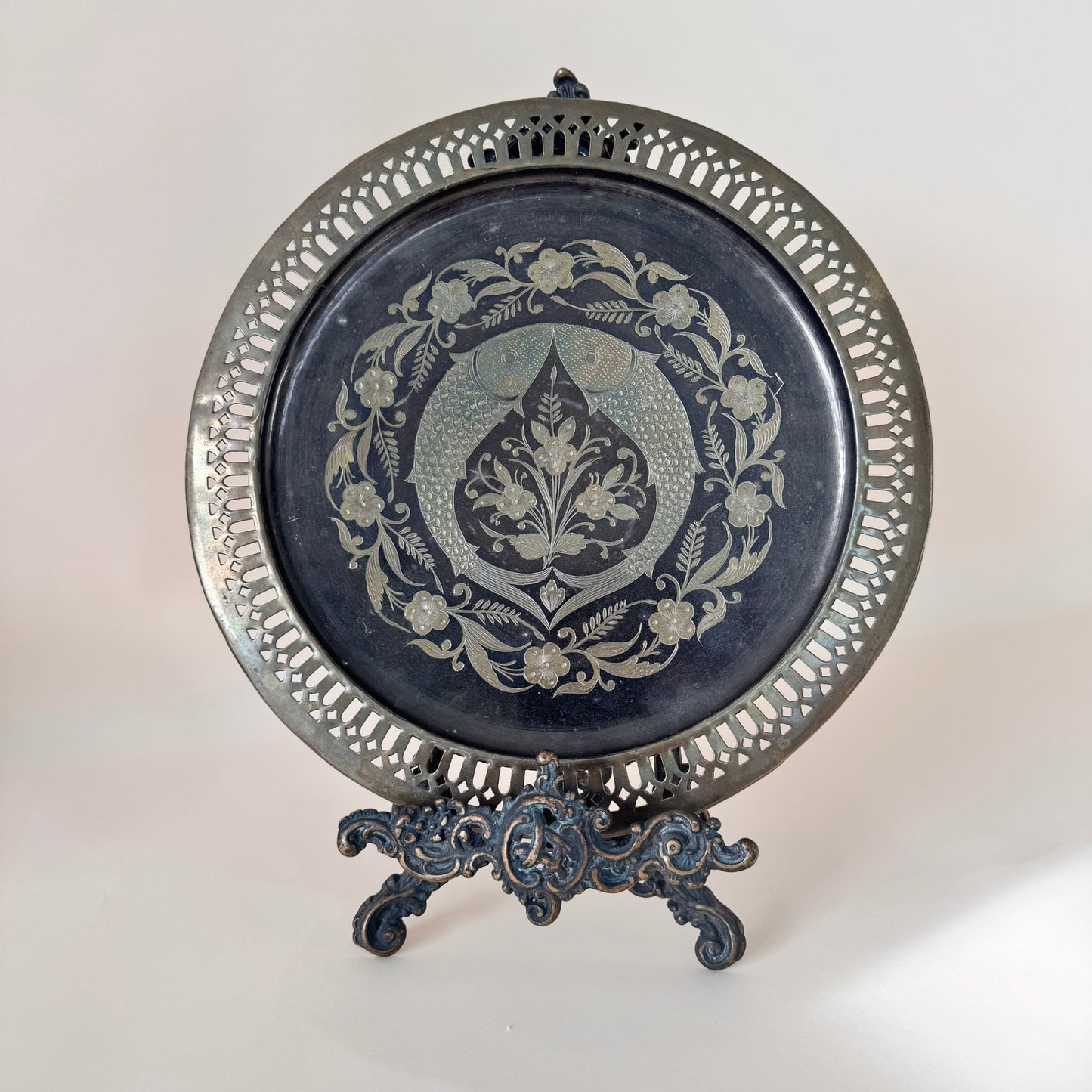 Vintage Etched Brass Fish Wall Plate/Tray